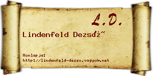 Lindenfeld Dezső névjegykártya